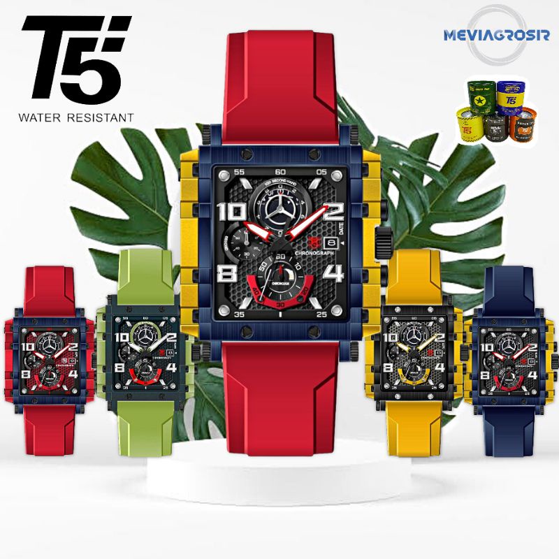 JAM TANGAN PRIA T5 H3886 H3886G 3886 ORIGINAL CHRONOGRAPH AKTIF STOPWATCH TAHAN AIR 3ATM 30m FREE BO