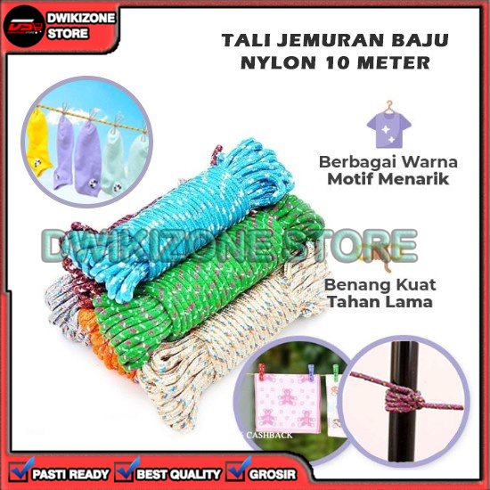 [GROSIR] TALI JEMURAN BAJU HANDUK NYLON 10M 10 M 10METER 10 METER KUAT ANTI SLIP