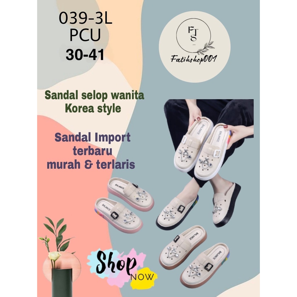 Sepatu sandal wanita karet jelly variasi hiasan Balance 039-3L (30-41) Sandal wanita korean style import