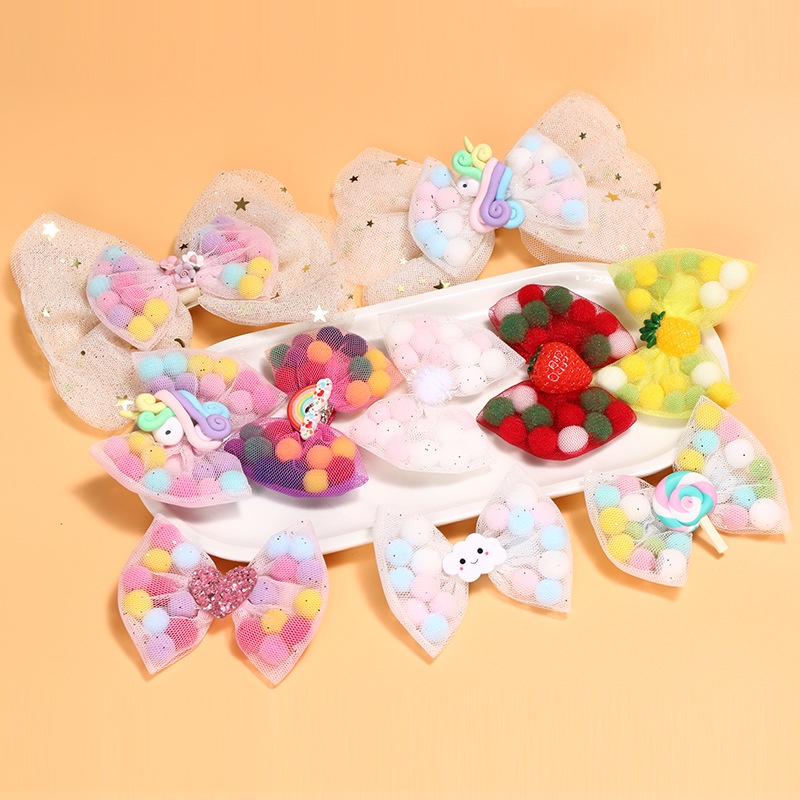UNICORN LOLLIPOP COLORFUL MESH RIBBON BOW HAIRCLIP HAIRPIN HAIR CLIP PIN GIRL JEPIT JEPITAN AKSESORIS RAMBUT PITA CUTE ANAK TODDLER WARNA WARNI CEWEK PEREMPUAN BOW KOREA KOREAN STYLE