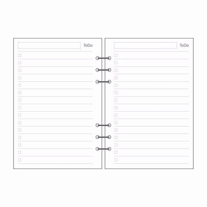 

Kertas Loose Leaf 6 Ring A5 To Do Garis Polos Kertas Refill Binder A5