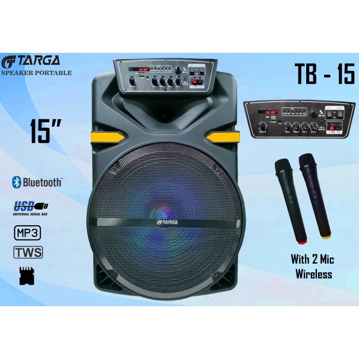 Speaker Portable Wireless Targa TR TB - 15 15&quot;