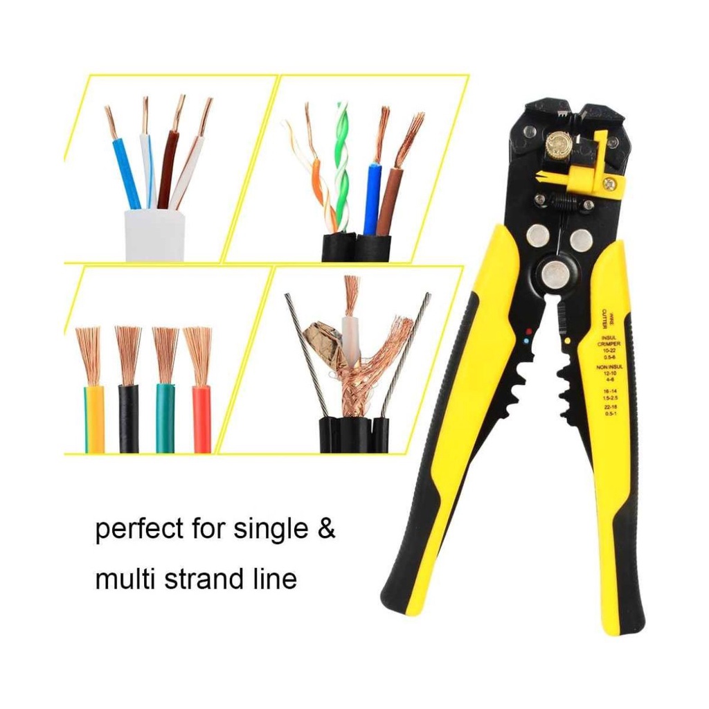 TANG POTONG KABEL MULTIFUNGSI AUTOMATIC WIRE SRTIPPER CRIMPER CUTTER PLIERS