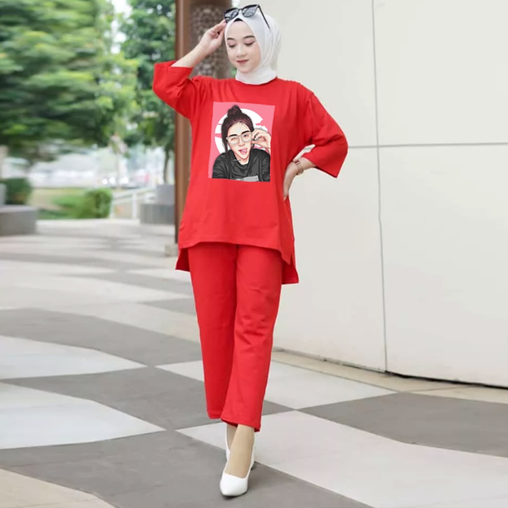 FF SETELAN TUNIK WANITA HIJAB COLABORATION BAHAN BABYTERY IMPORT 012