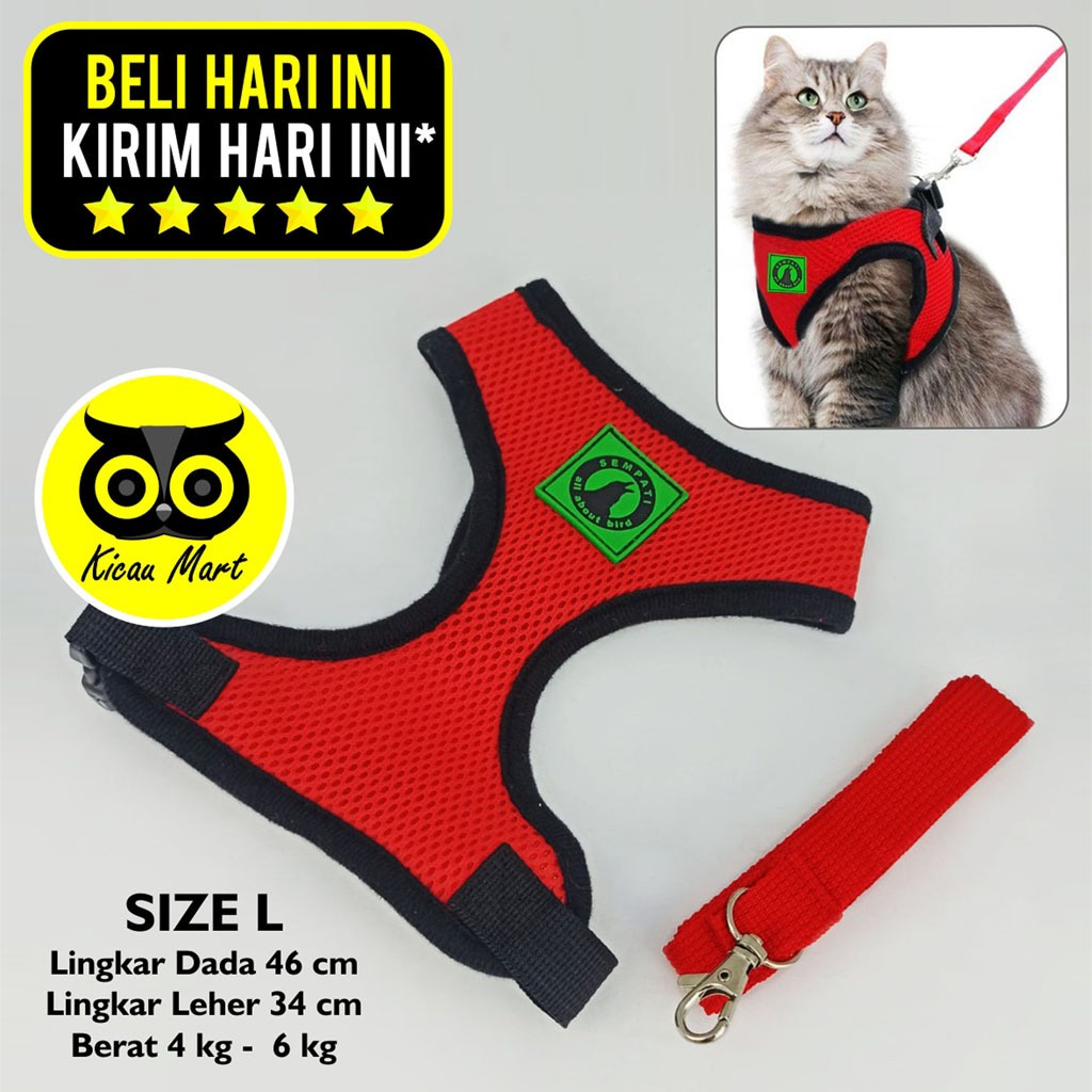 CAT HARNESS KUCING CAT HARNESS HARNES CAT LEASH ROMPI KUCING HARNESS + TALI TUNTUN ROMPI BAJU KUCING ANJING MURAH CAT DOG LEASH SIZE L LARGE SEMPATI LRMP