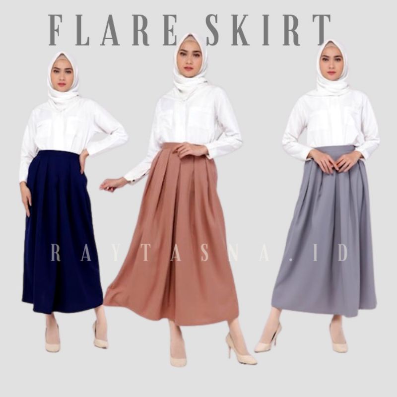 Rok Rempel Polos Panjang Wanita Bahan Moscrepe / Rok Kerja / Rok Pita / Rok Kuliah