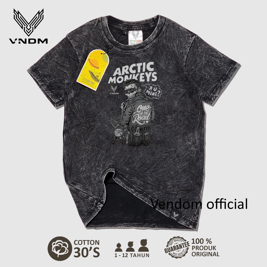 Vendom Kids Baju Kaos Anak Washet Laki Laki / Perempuan Unisex Umur 1-12 Tahun Bahan Cotton 30S Kaos