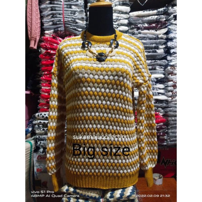 SWEATER NANAS STRIPE / SWEATER RAJUT WANITA / ATASAN WANITA RAJUT / RAJUT TERBARU