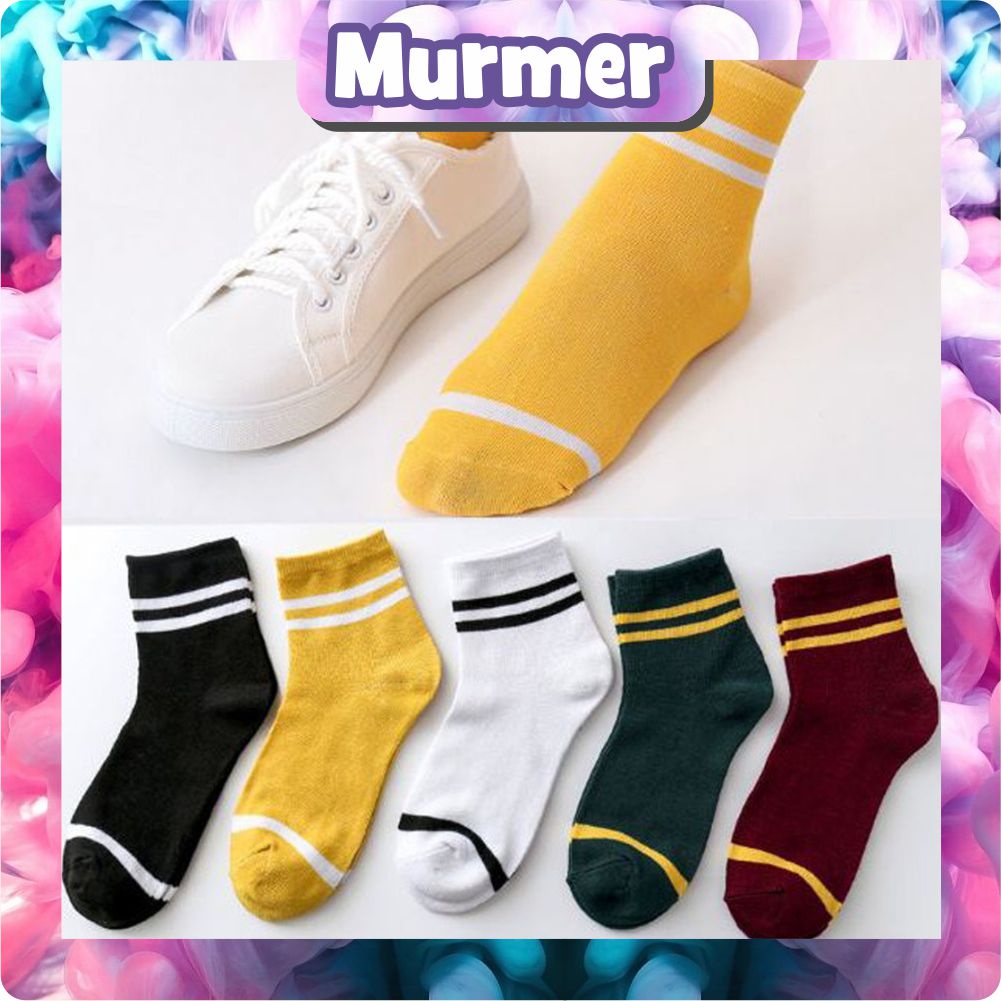 MurmerOfficial Kaos Kaki Garis Panjang Wanita Tinggi Kaos Kaki Low Cut Kaos Kaki Tinggi Import KK032