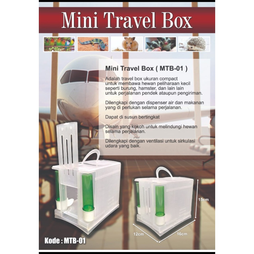 Kandang Mini Travel Box MTB-01 untuk Hamster, Suger Glider, Landak Mini, Chincila