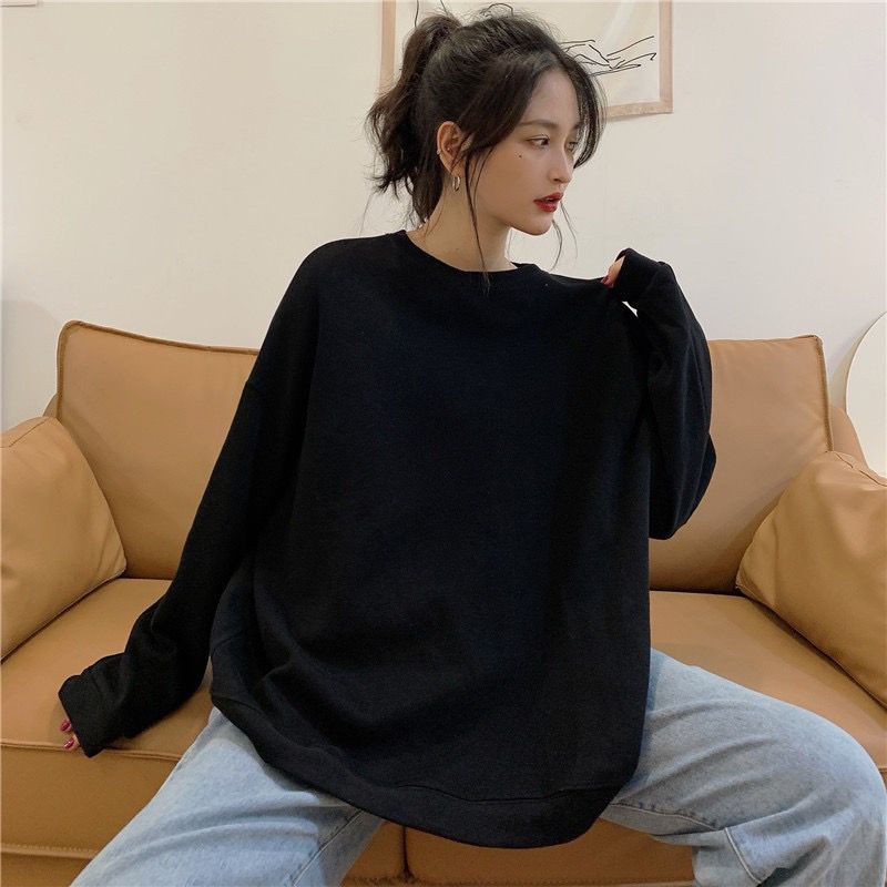 ◕✕Musim Gugur Bagian Tipis All-Match Fashion Warna Solid Lengan Panjang Sweater Wanita 2022 Versi Korea Baru Longgar Slim mahasiswa Atasan