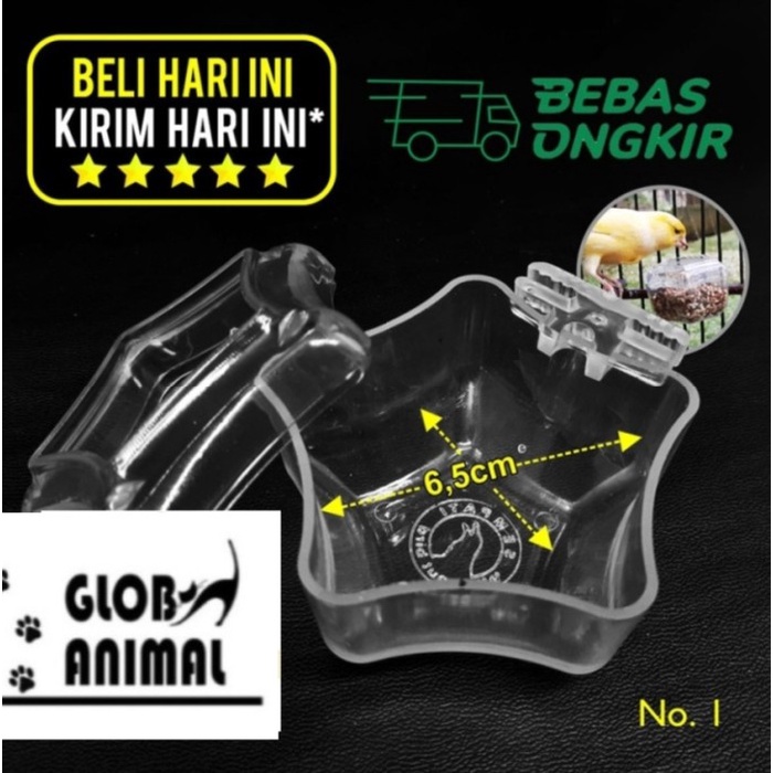 best produk] CEPUK BINTANG SEGI LIMA tempat pakan minum anti tumpah burung lovebird