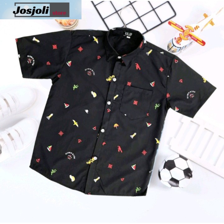 JOSJOLI_STORE/Kemeja Kids Owen/Kemeja Anak Laki-Laki Lengan Pendek/Fashion Anak/Size S, M, L, XL