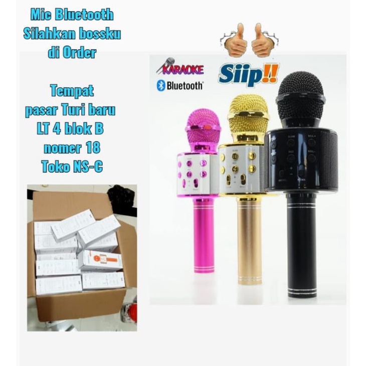Mic Bluettooth Ws 858 Mic Karaoke Wireless Portabel Mic 858