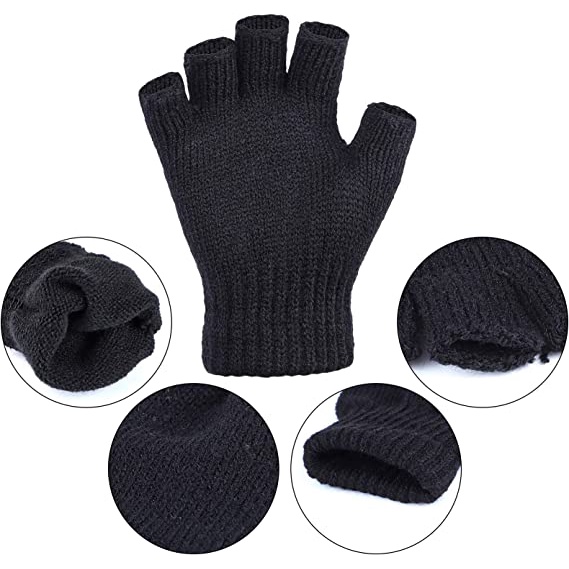 Sarung Tangan Rajut Pendek Warna Hitam