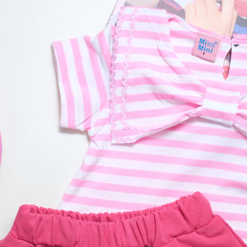 Setelan Ellen uk 1-9 Tahun / Set Anak Perempuan Korean Style Kaos Salur Kualitas Import Baju Anak Cewek Babycinnamon