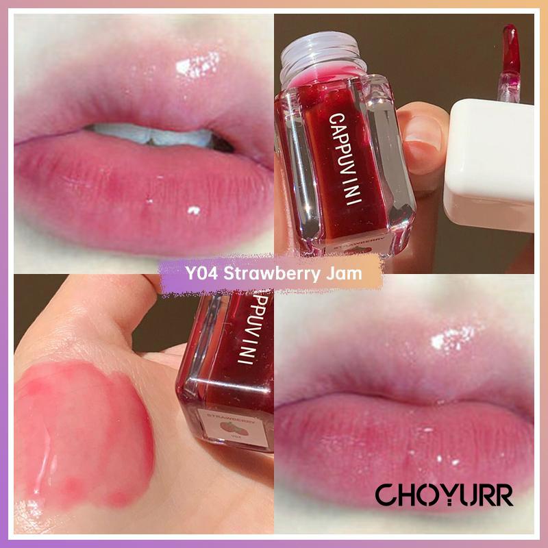 【COD】Cappuvini Lip Oil Crystal Lip Gloss Transparant Lip Oil Minyak Bibir Melembabkan Bibir Lip Care Waterproof Glossy Lip Plumper Korean Import-CH