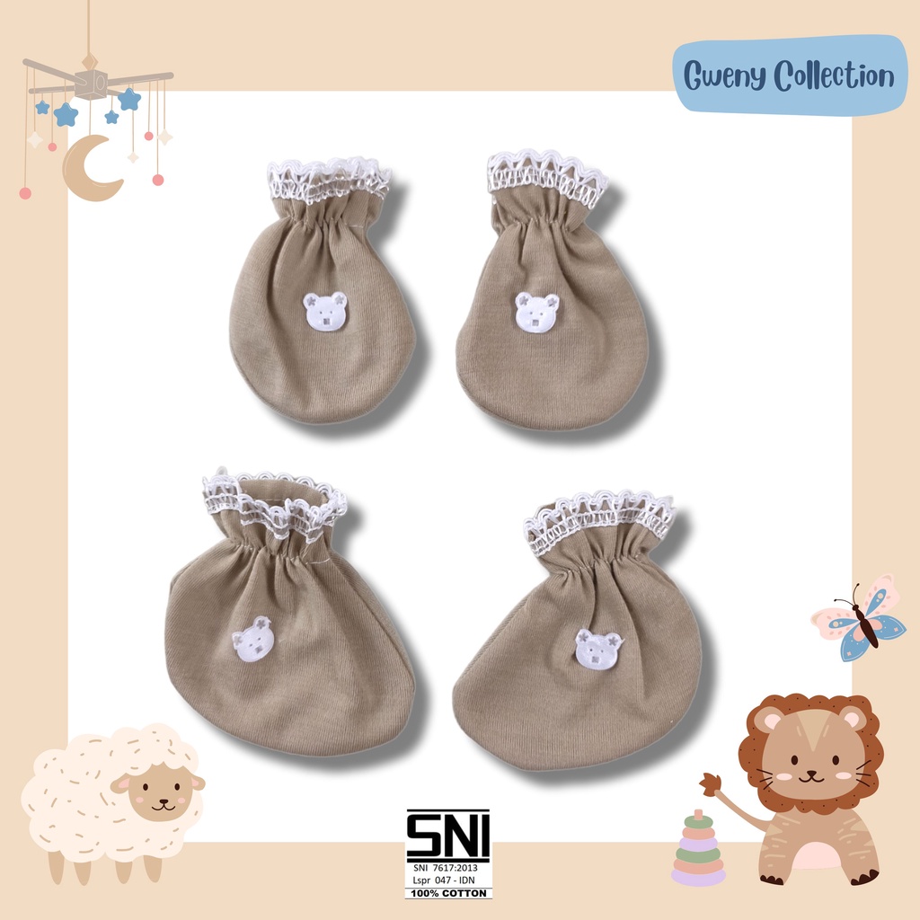 1SET SARUNG TAGAN &amp; KAKI BAYI SARUNG TANGAN NEWBORN UNISEX (KARET) STK