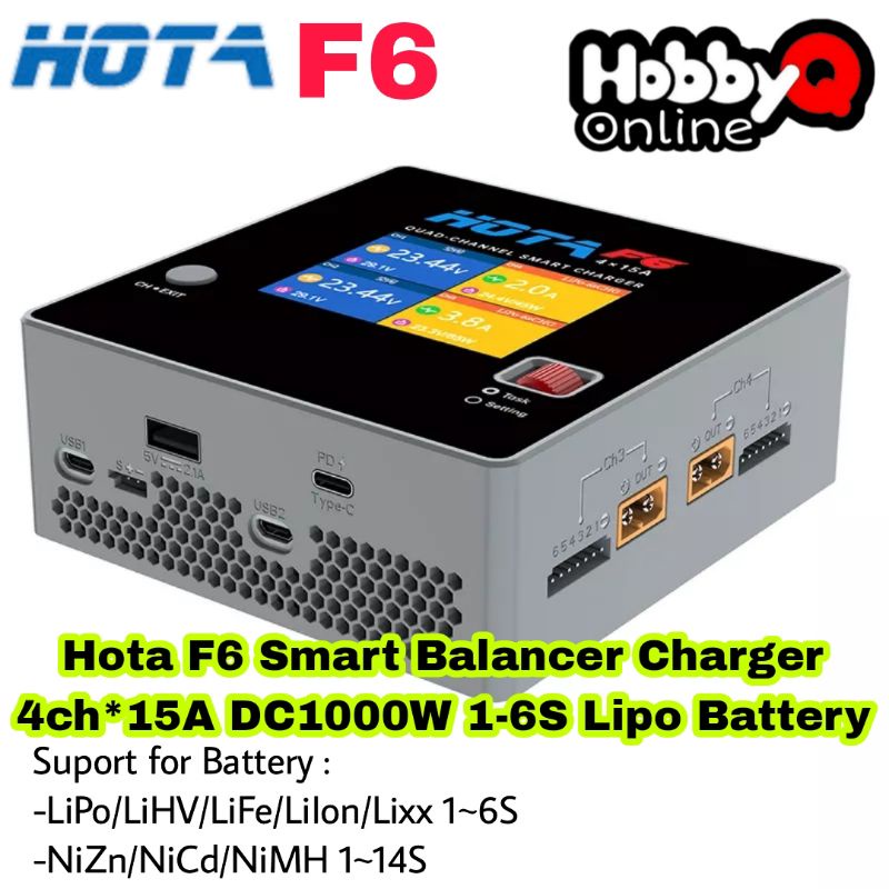 Jual HOTA F6 4 CHANNEL SMART Balance Charger DC1000W 4*15A for Lipo