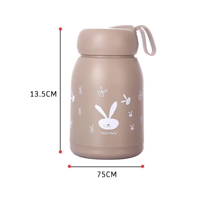 Botol Minum Gelas Kaca Motif Rabbit 330ml BPA FREE