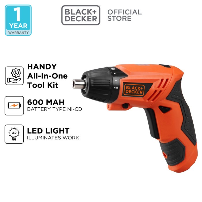 Black+Decker Bor Obeng Cordless Screwdriver 4.8V (Kc4815-B1)