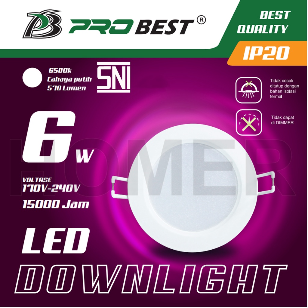 PROBEST Lampu Downlight LED SNI lampu donlet plafon lampu LED downlight panel inbow tanam ceiling siling lampu led plafon langit kantor rumah inbow bulat 6w 6 w 6watt 6 watt 9w 9 w 9watt 9 watt 12w 12 w 12watt 12 watt 18w 18 w 18watt 18 watt Putih