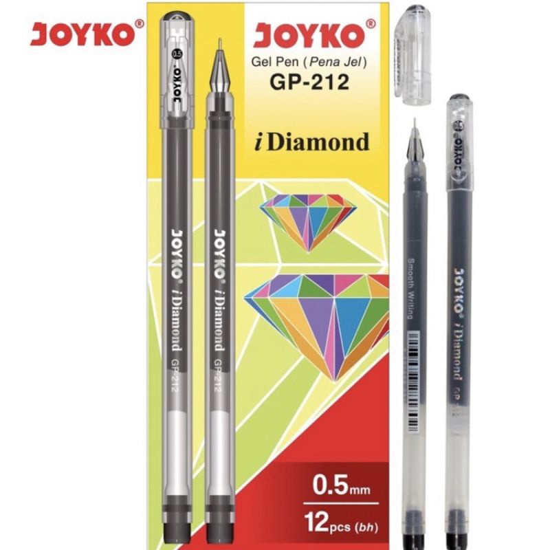 

Bolpen Gel JOYKO GP-212 Diamond Hitam (12pcs)