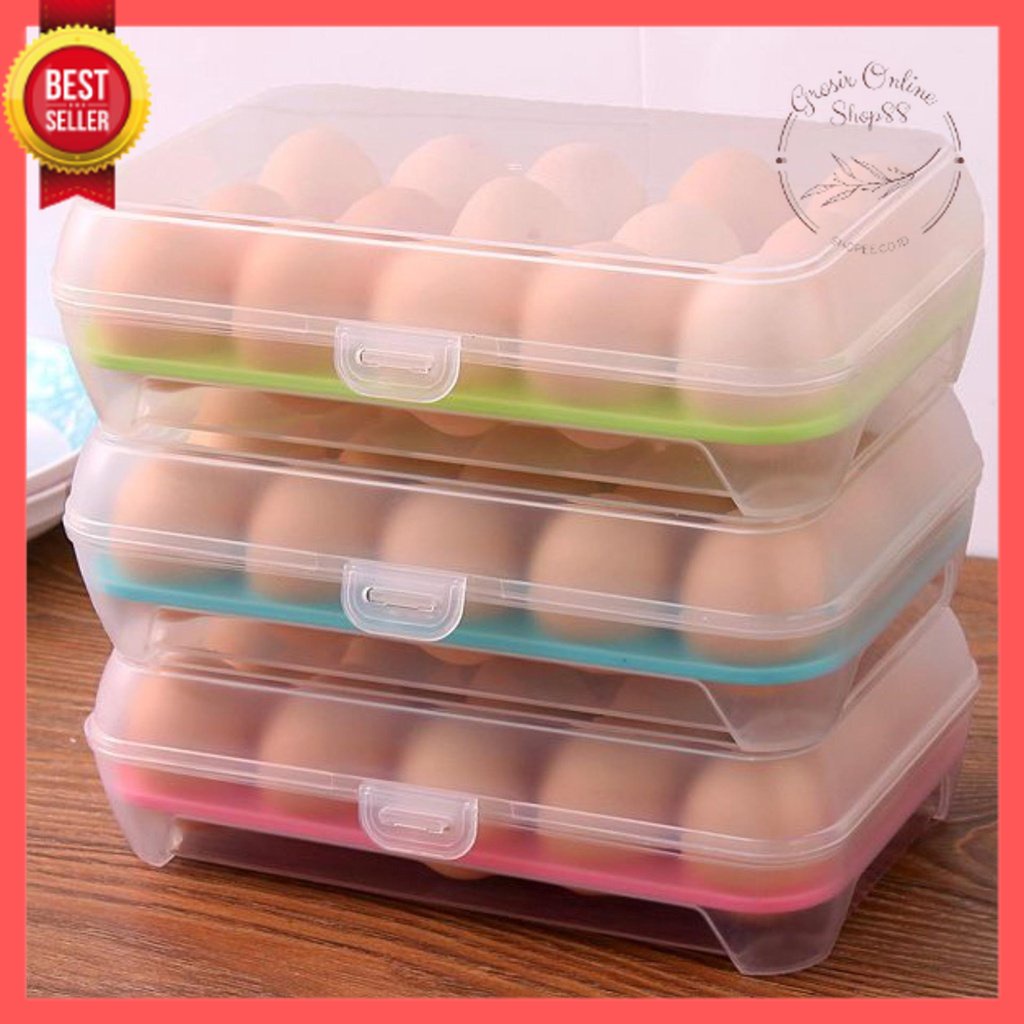 GOS -I307- Kotak Telur Egg Box - Box Telur 15 Lubang - Tempat Penyimpanan Telur Organizer Box