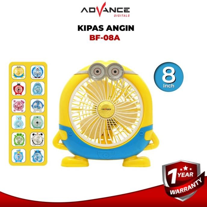 Advance Kipas Angin Meja Karakter Minion Doraemon Hello Kitty Smurf Kumbang Portable 8 in BF-08