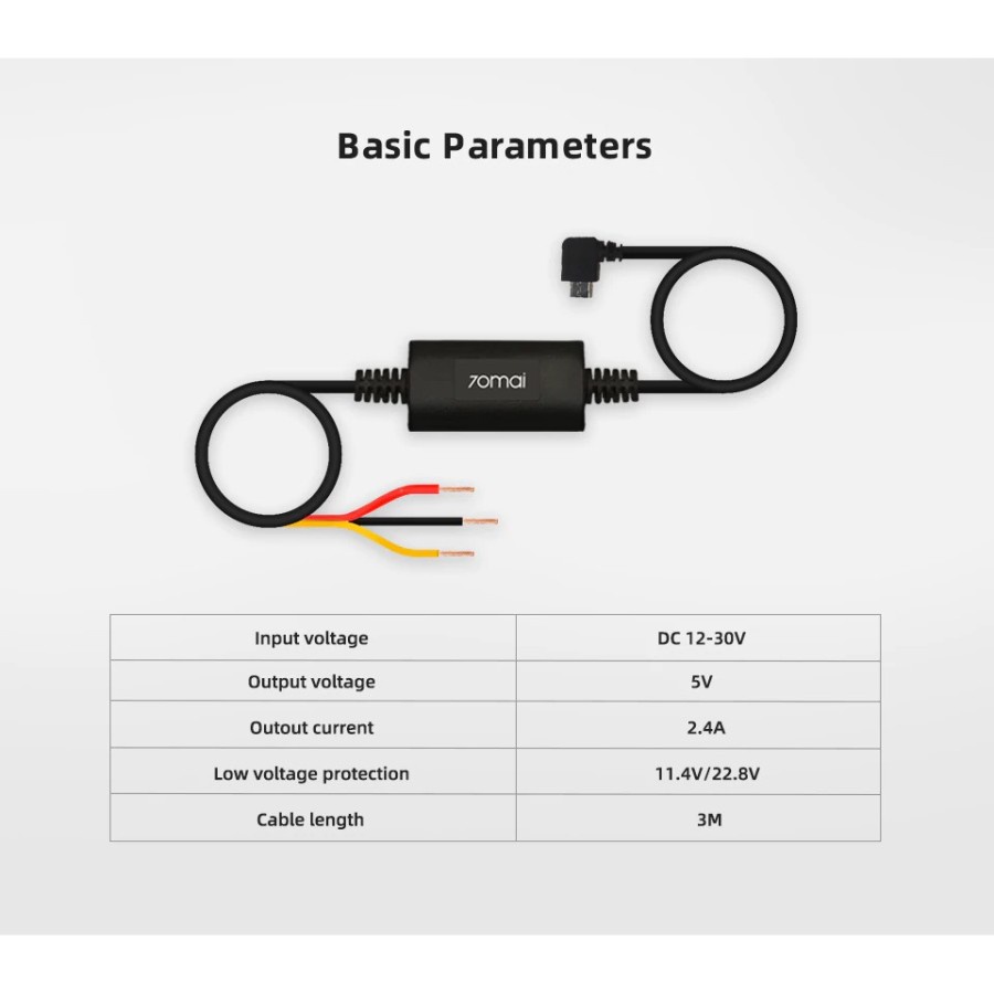 70mai Dashcam Hardwire Kit Parking Monitor Dash Cam 24H