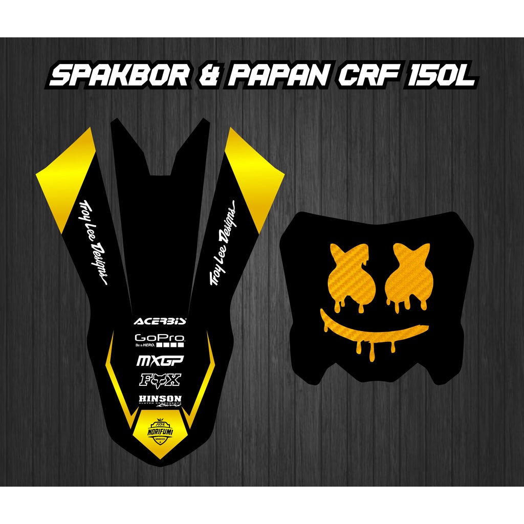 Decal Sticker Stiker Papan Nomer & Spakbor CRF 150L- Desain Variasi