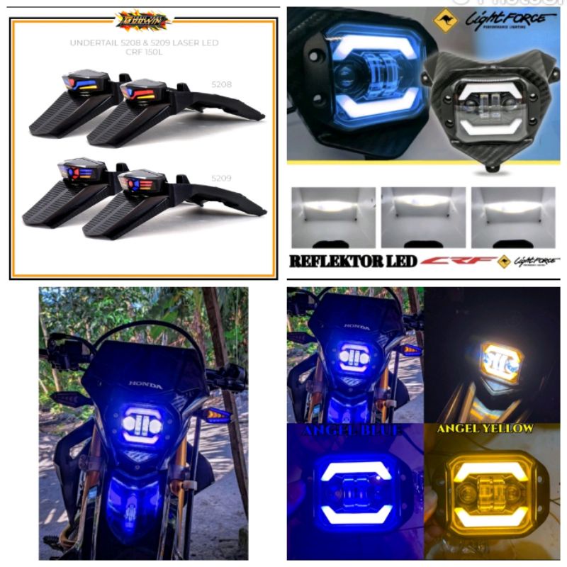 spakbor belakang crf 150l + headlamp depan led daymaker / stoplamp crf 150 plus lampu depan crf 150