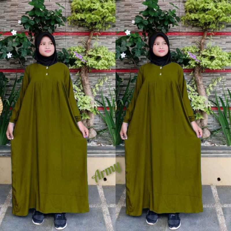 Daster Anak Polos Panjang Umur 11- 15 tahun Rayon Super Dress Remaja Kekinian Termurah