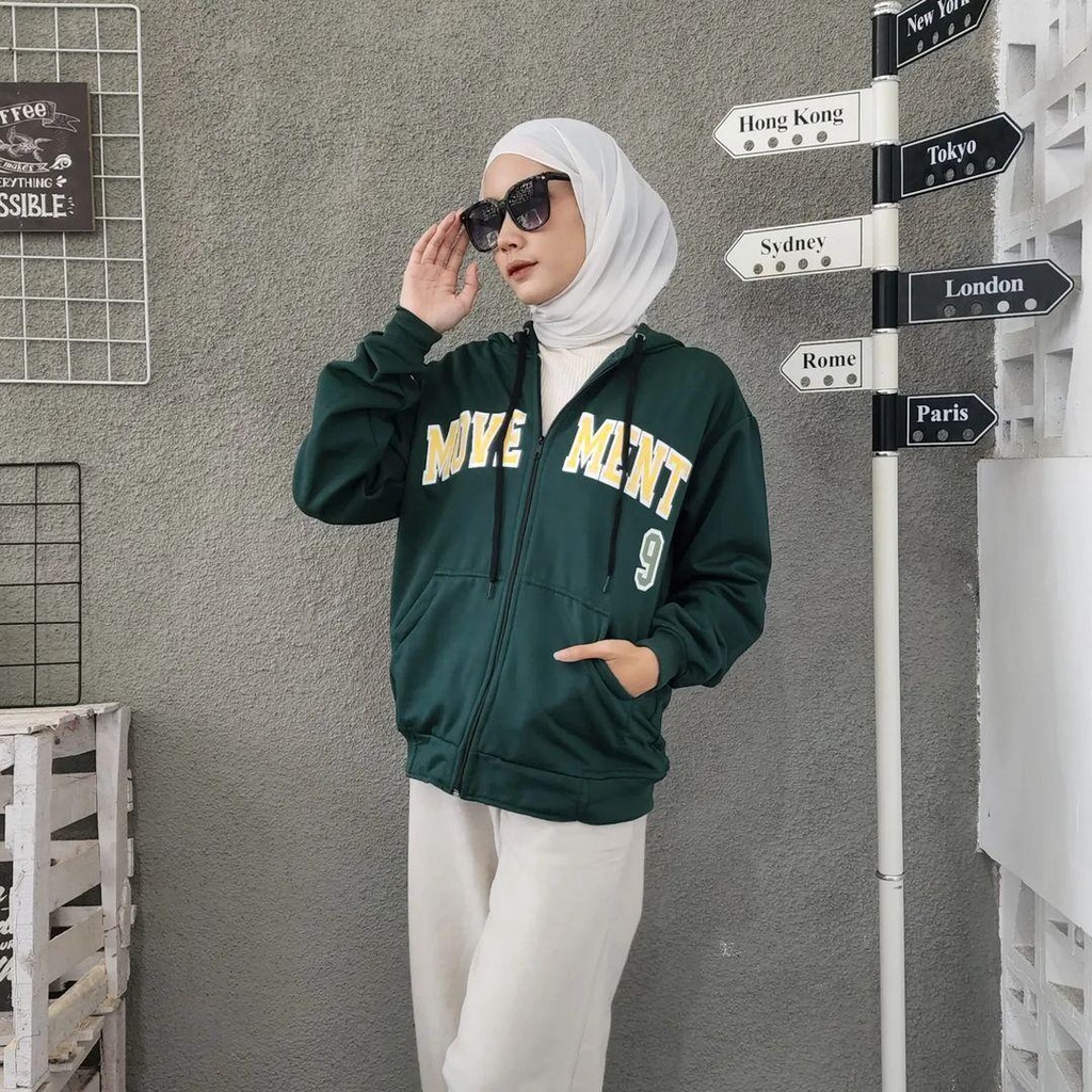 Hoodie Sweater MOVEMENT zipper bisa untuk jaket pria/wanita