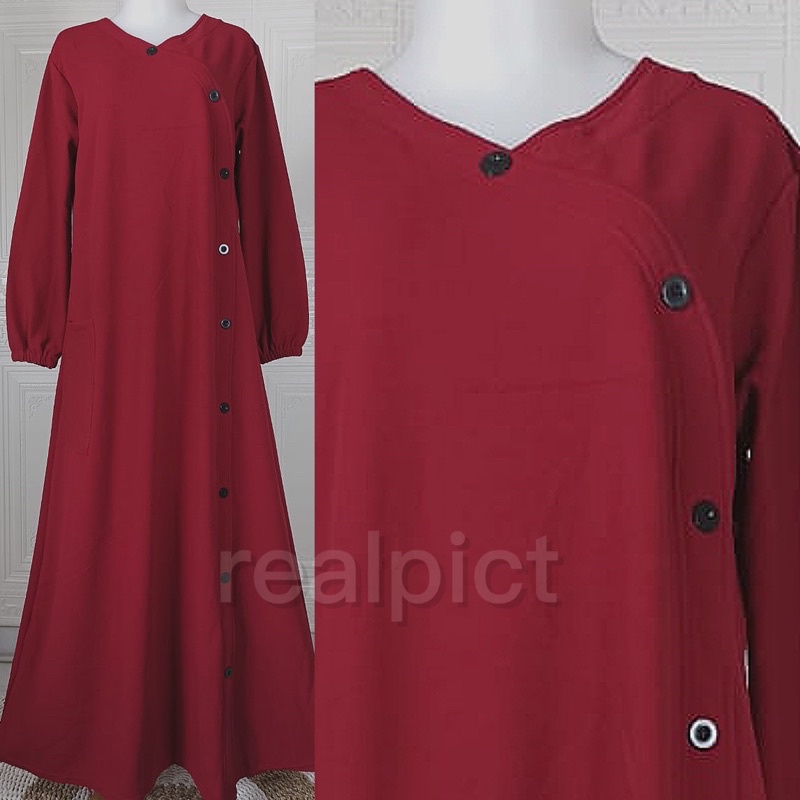 AM - ANZANA Maxy Gamis Wanita Muslim Lemon Skin Milano Melar-Maroon