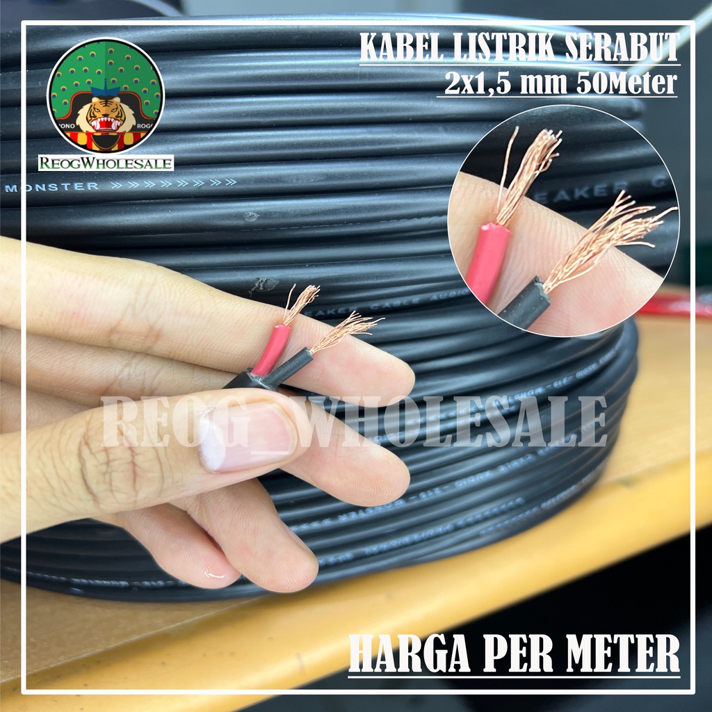 Kabel Listrik Serabut 2X1,5 HITAM PERMETER