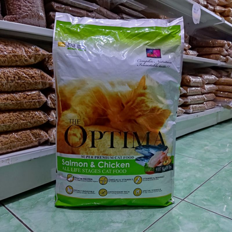 Grab Gojek Optima Cat Salmon &amp; Chicken All Life Stages Freshpack 9,07kg