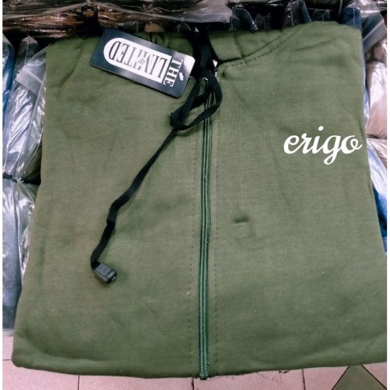 jaket jemper logo erigo resleting  pria,wanita size L,XL,XXL