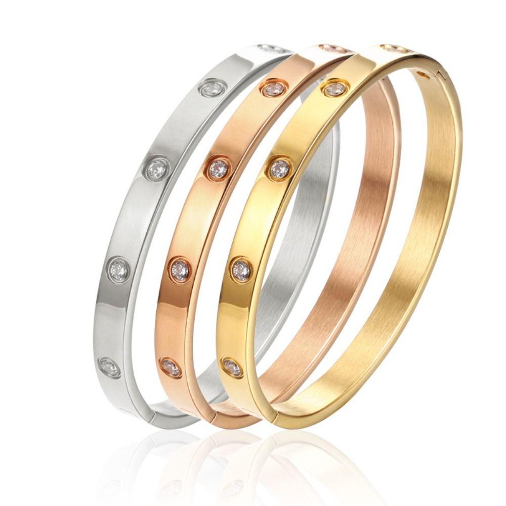 MXBEAUTY Cuff Bangles Kepribadian Temperamen Wanita Hadiah Pasangan Gelang Baja Titanium Dekorasi Wanita Bracelets