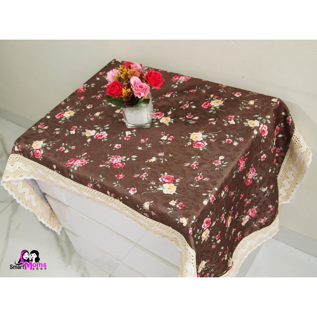 Taplak Meja Tamu Hias Persegi Panjang / Taplak Meja Bunga Coklat / Taplak Meja Kaca Ruang Tamu / Tap