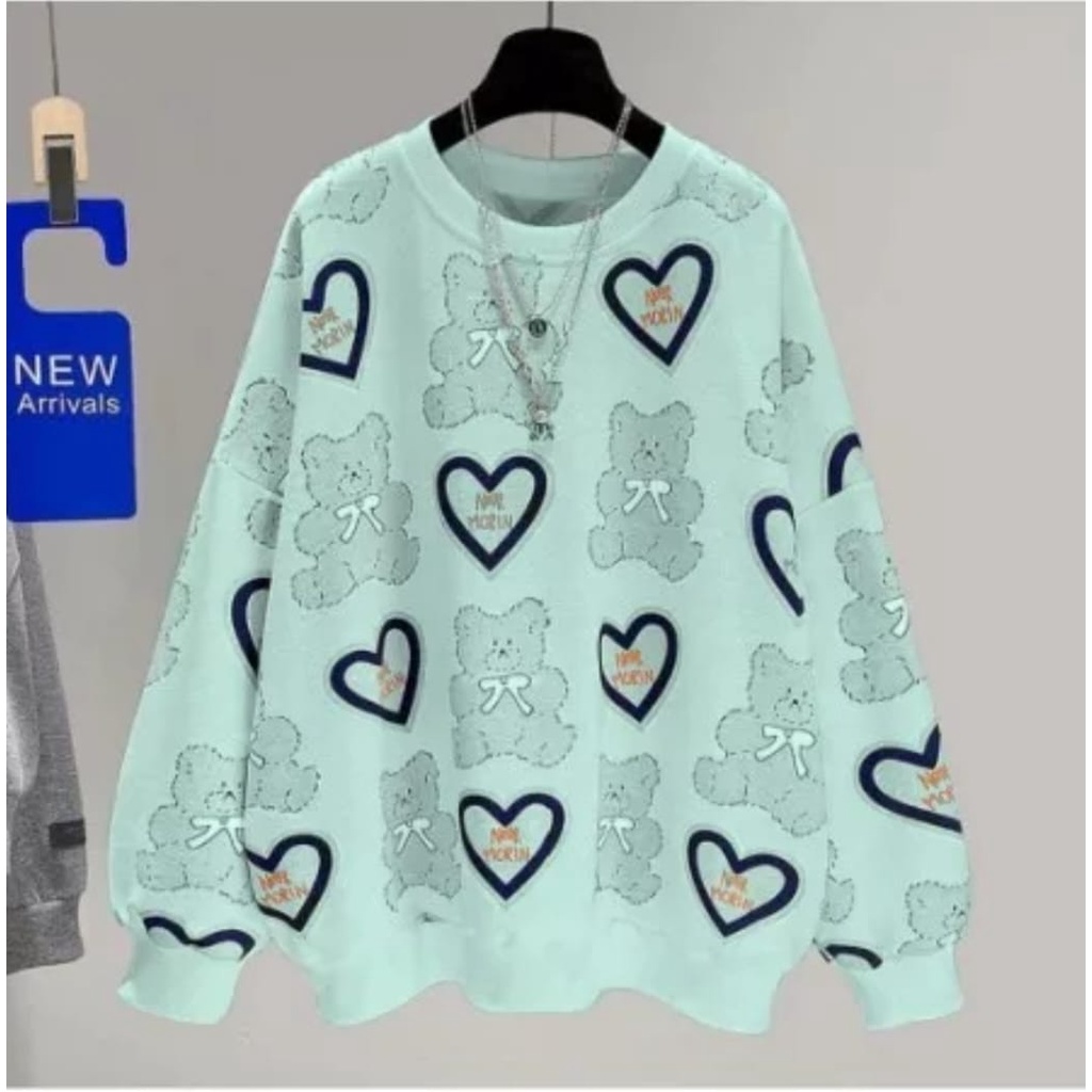 sweater Fullprint Bear wanita oversize 2023/ sweater cewek bahan tebal aesthetic korea/sweater wanita terbaru 2023 kekinian viral/switer wanita sweter cewek /hoodie wanita korean style murah/baju sweater remaja perempuan/hoodie cewek murah