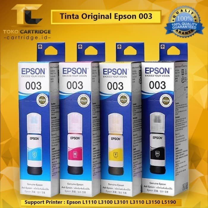 TERBARU Tinta Epson 003 Original Refill Ori Printer L3110 L3150 L 3110 L 3150 - Biru