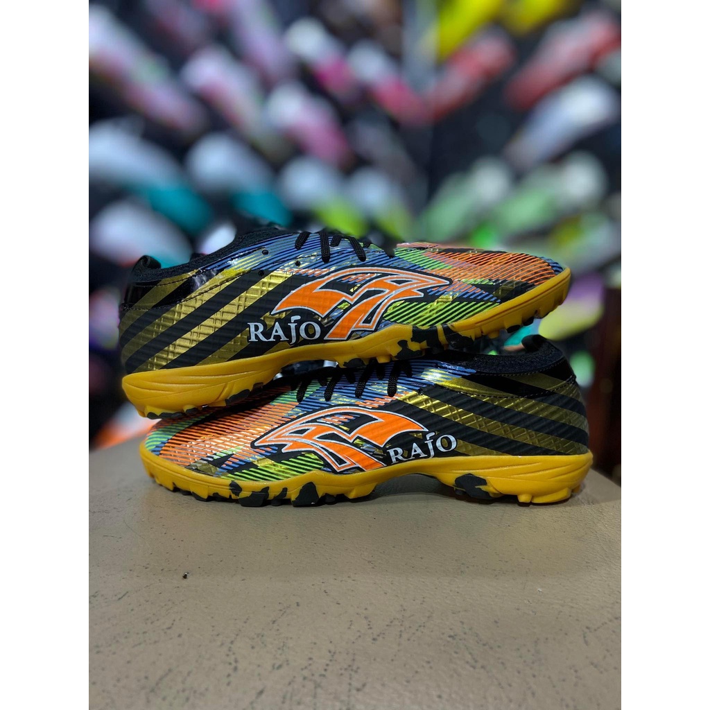 Rajo sepatu futsal rajo black gold Garis IN tipe boot brand original lokal bisa bayar di tempat