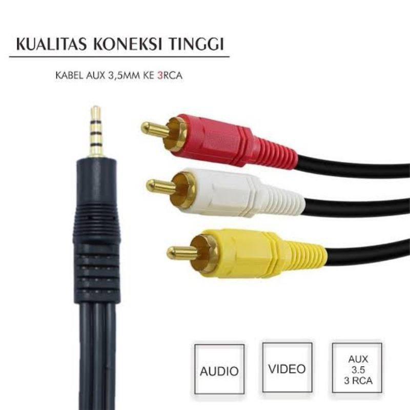 Kabel Jack Audio 3.5mm To 3 Rca / Kabel Audio Video AV Jack 3.5 mm To 3rca