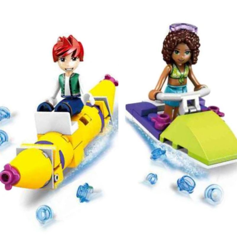 Mainan Minifigure Bricks City Friends Speed Boat Banana Boat