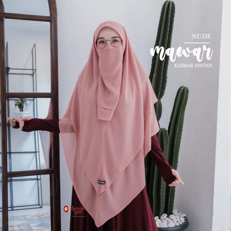 Khimar Segi empat  Instan Mawar Fashion Muslimah FREE Cadar