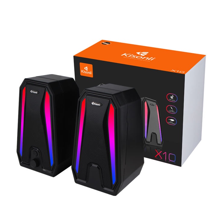 Speaker Kisonli X10 PC / Laptop / Gaming Soundbar Super Bass Portable RGB Lighting Garansi 1 Tahun - ACS