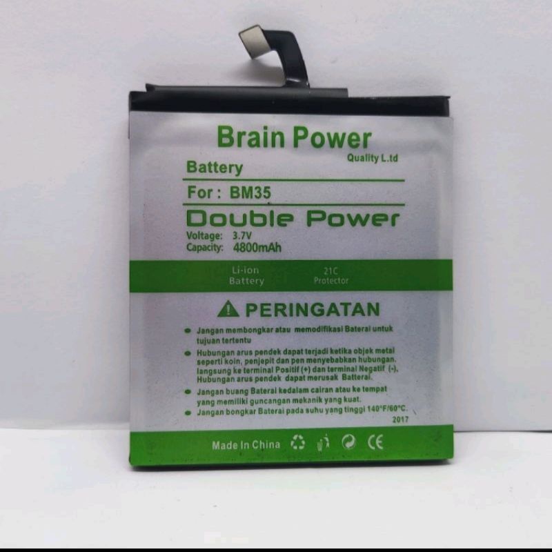 Baterai Batre Xiaomi Mi 4C MI 4C BM35 4800 MAH DOUBLE POWER Merk BRAIN POWER