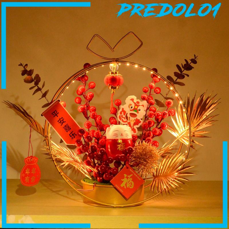 [Predolo1] Ornamen Imlek Berlampu Bunga Buatan Pot Untuk Pernikahan Rumah