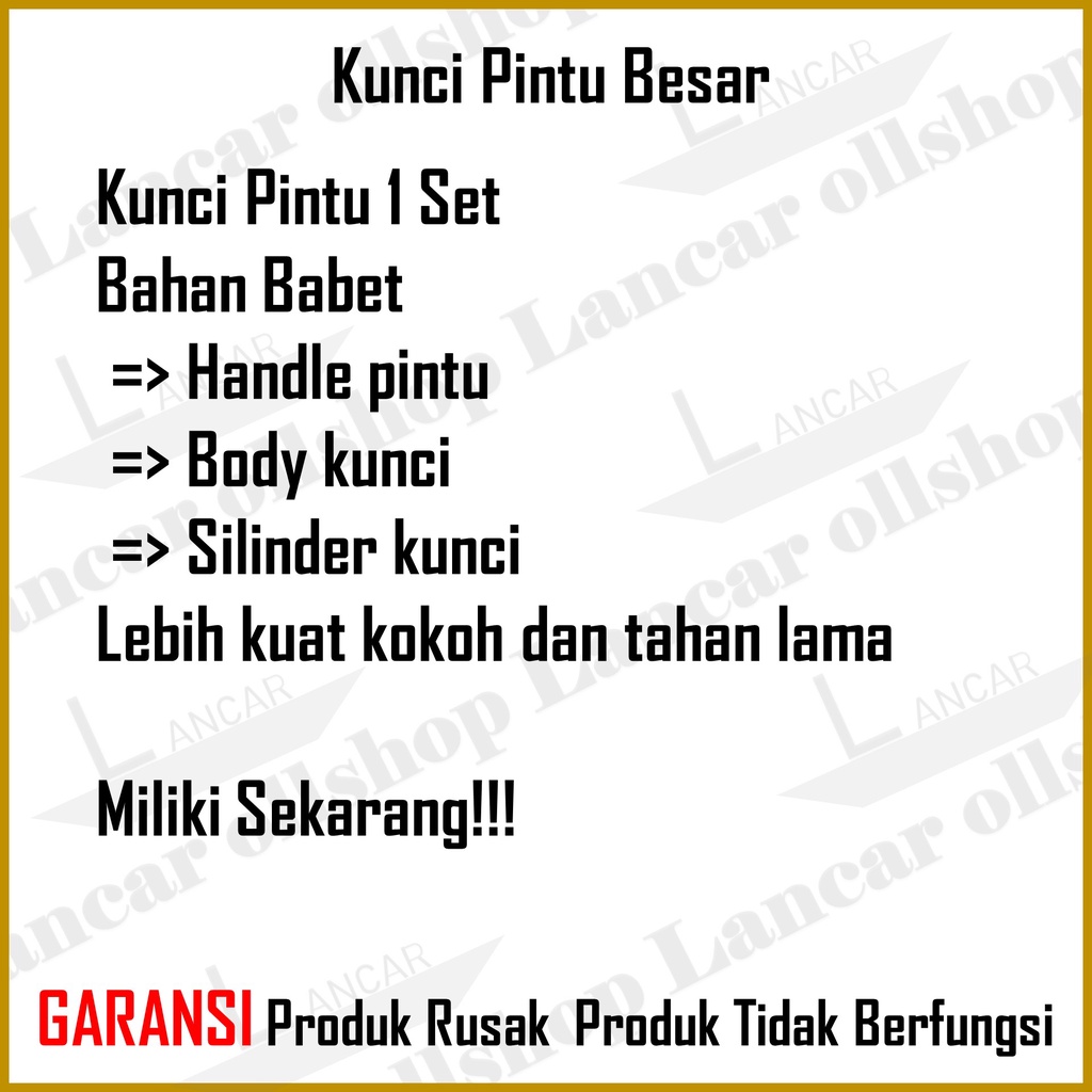 Kunci Pintu Besar Gagang Babet 21 gp/ Handel Pintu Besar / Handle Kunci Pintu Rumah Set